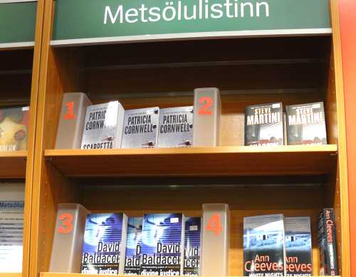 'White Nights' by Ann Cleeves and other English-language crime fiction shelved in a bookshop