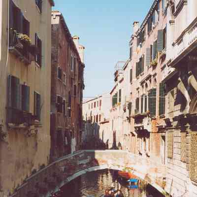 then down the grand canal as they are mentioned in the poem, with the text being gradually revealed